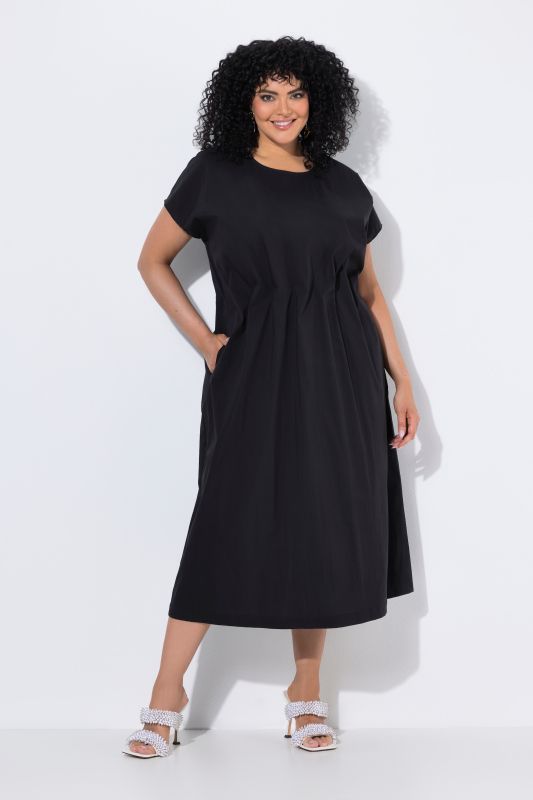 Pleated Cap Sleeve Pocket Dress