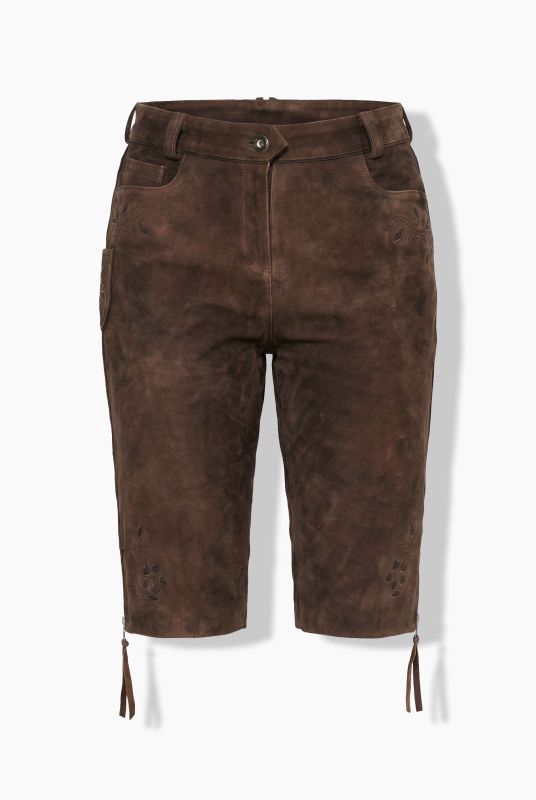 Goatskin Leather Embroidered Detail Lederhosen Shorts