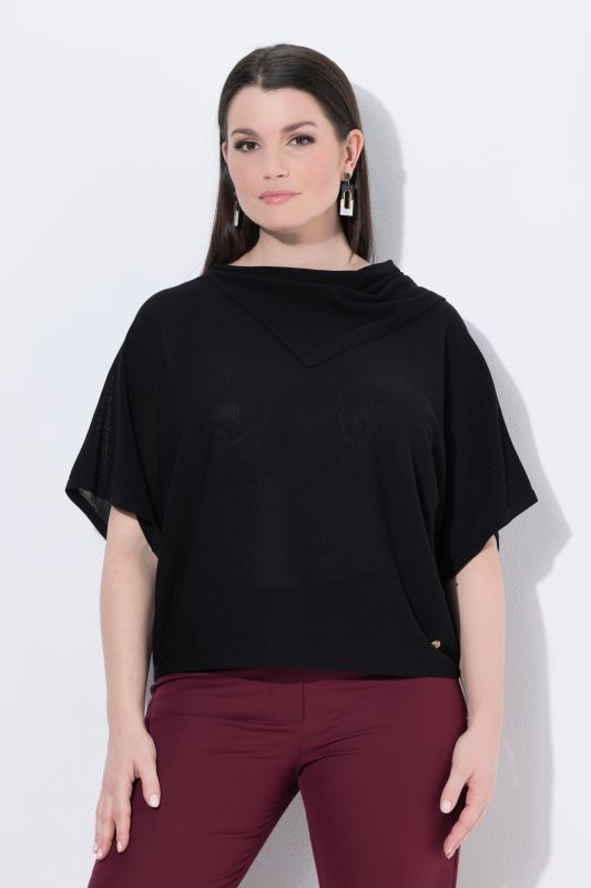 Draped Collar Relaxed Fit Sweater