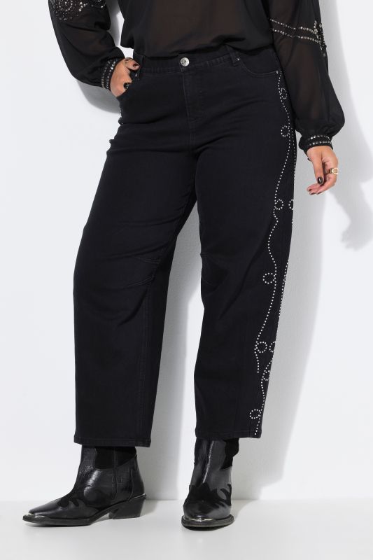 Rivet Studded Barrel Jeans