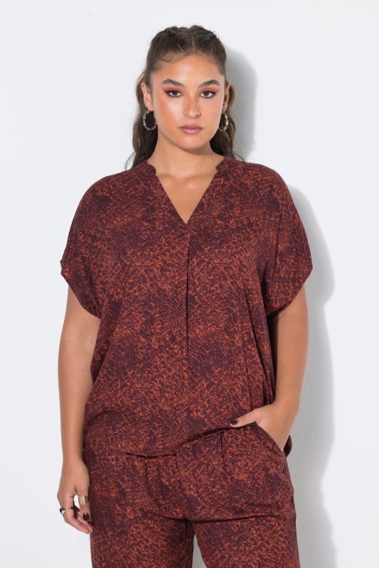 Crocodile Print Cap Sleeve Blouse