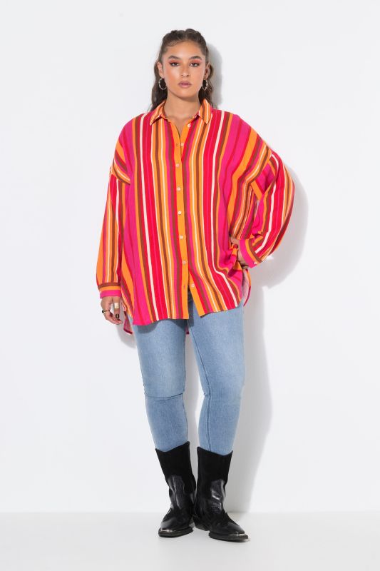 Sunshine Striped Oversized Muslin Tunic Blouse