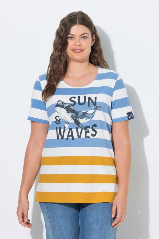Sun And Waves Striped Graphic Tee