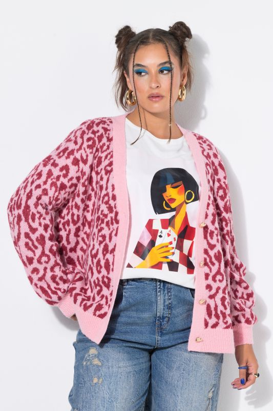 Oversized Leopard Jacquard Cardigan