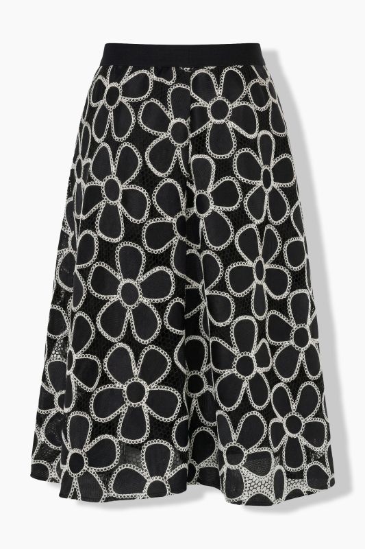 Floral Lace Elastic Waist Skirt