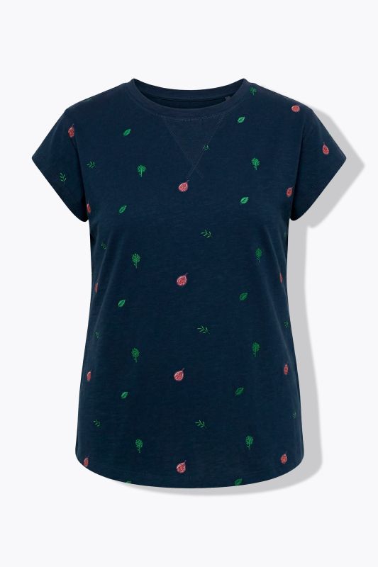 Eco Cotton Veggie Embroidered Cap Sleeve Tee