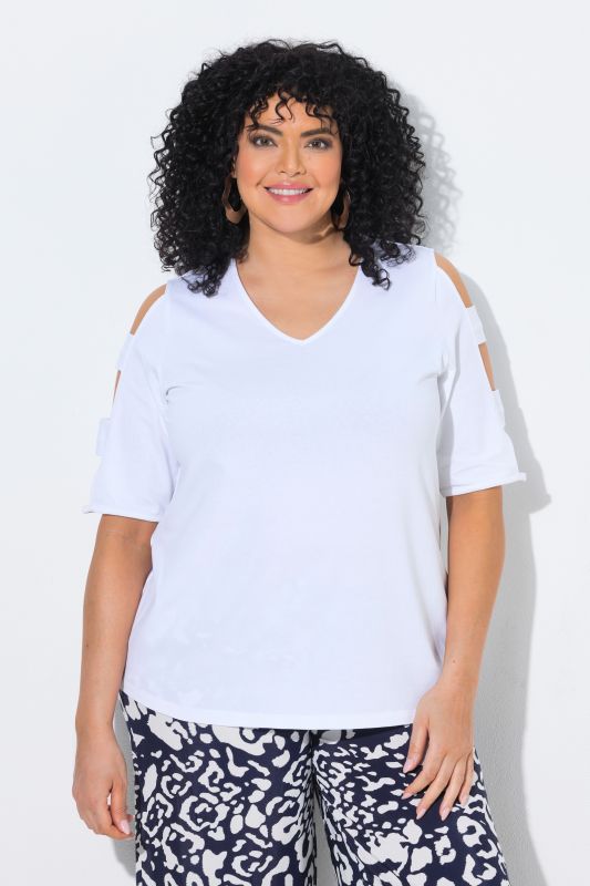 Ladder Sleeve V-Neck Tee