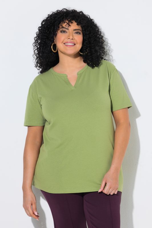 Split Neck Short Sleeve Tee