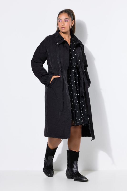 Drawstring Waist Extra Long Coat