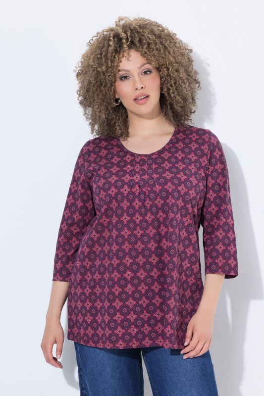 Mosaic Print 3/4 Sleeve Tee
