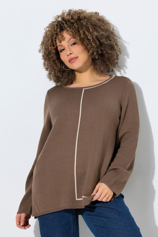 Contrast Line Crew Neck Sweater