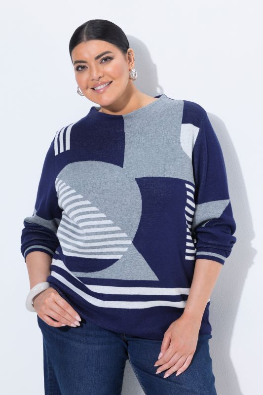 Geometric Pattern Long Sleeve Sweater