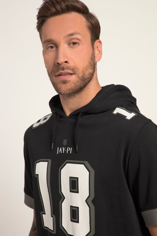 JAY-PI hoodie, American football, short sleeve, hood, large print