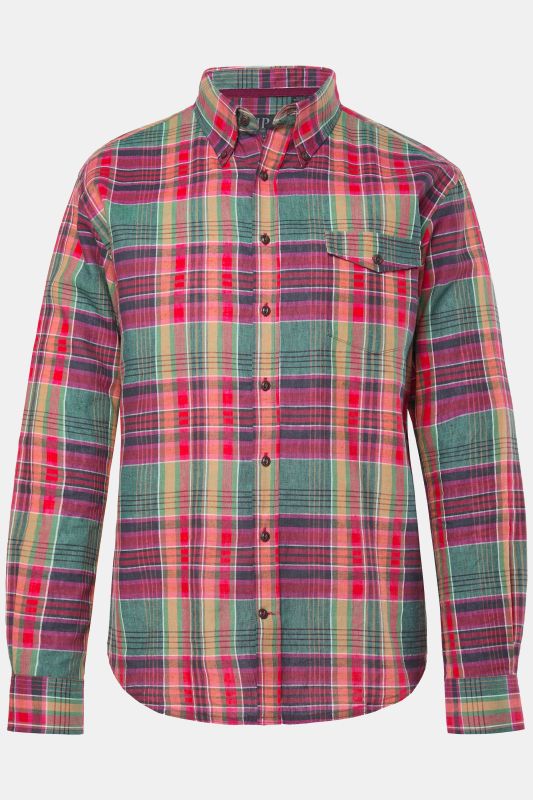 Linen blend check shirt