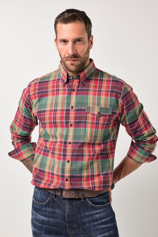 Linen blend check shirt