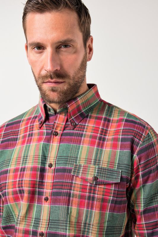 Linen blend check shirt