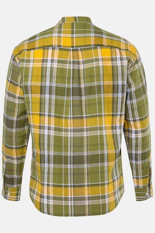 Linen blend plaid shirt