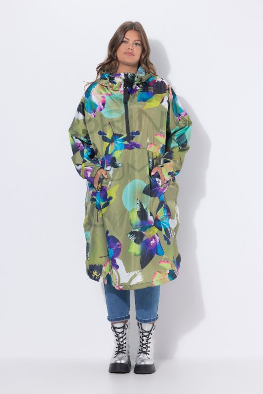 Colorful Flower Print Rain Poncho
