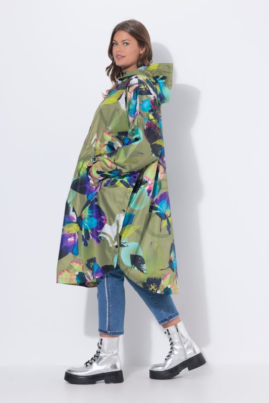Colorful Flower Print Rain Poncho