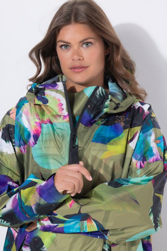 Colorful Flower Print Rain Poncho