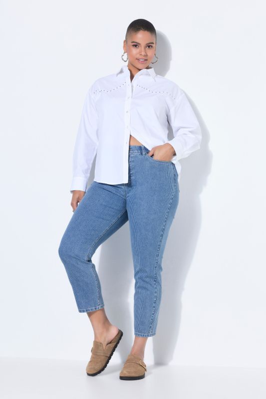 Дънки тип Mom с райета