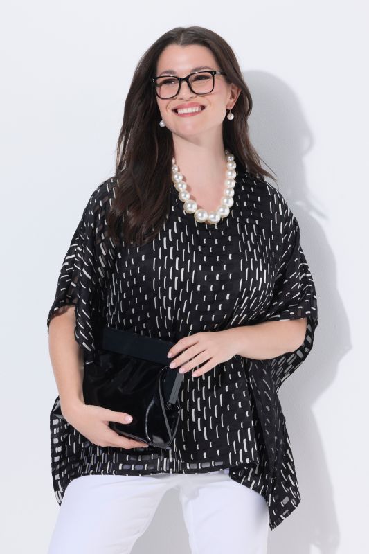 Oversized Patchwork Mesh Blouse