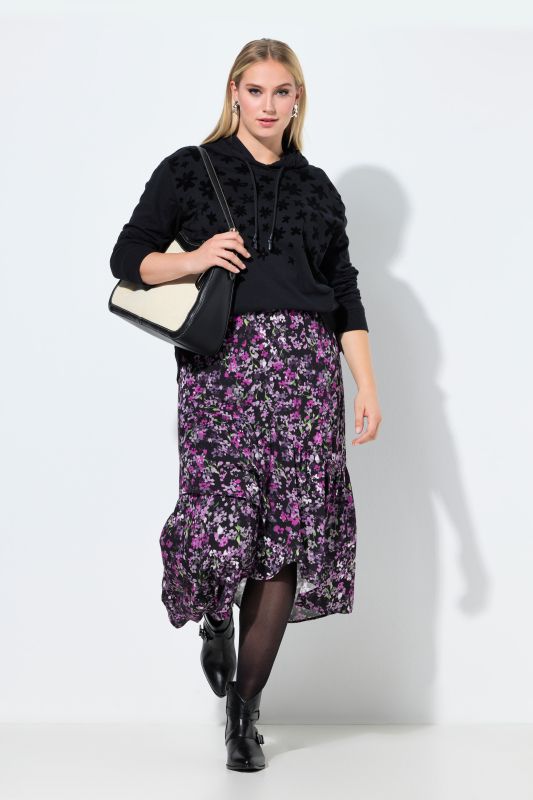 Пола асиметрична с принт на цветя