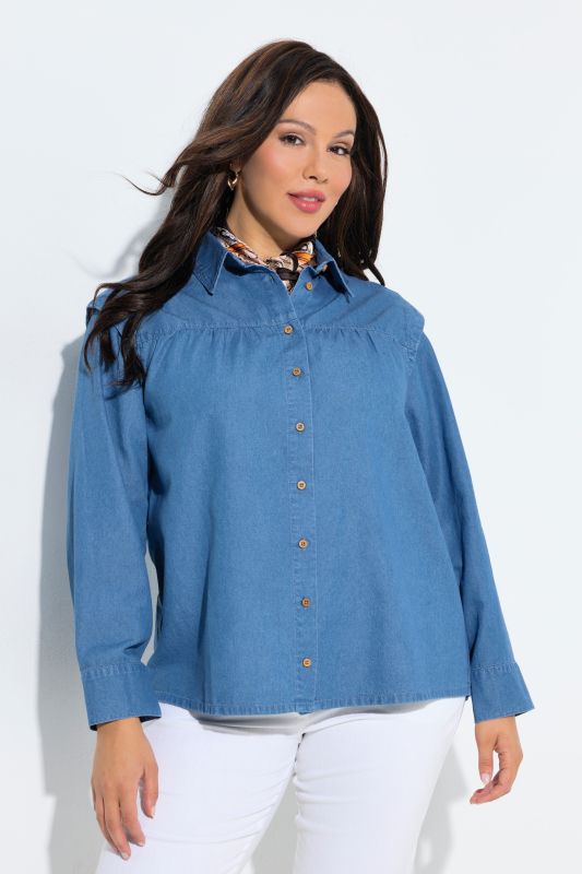 Риза дънкова с акцент на раменете