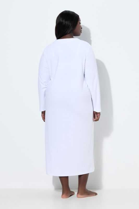 Long Zip Front Cotton Blend Terry Bathrobe