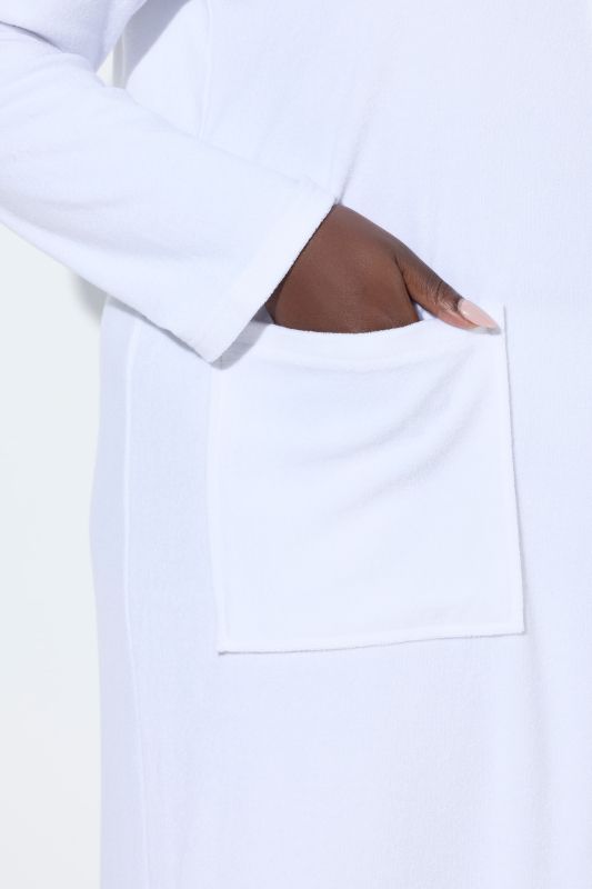 Long Zip Front Cotton Blend Terry Bathrobe