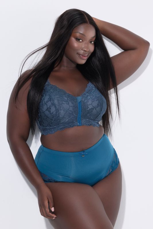 Lace Detail Stretch Microfiber High Rise Panty