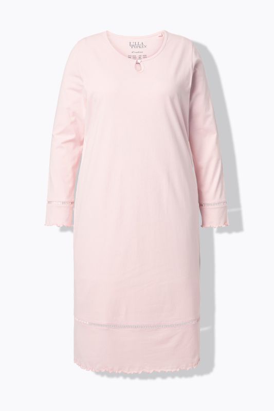 Ladder Lace Trim Lettuce Edge Cotton Knit Nightgown