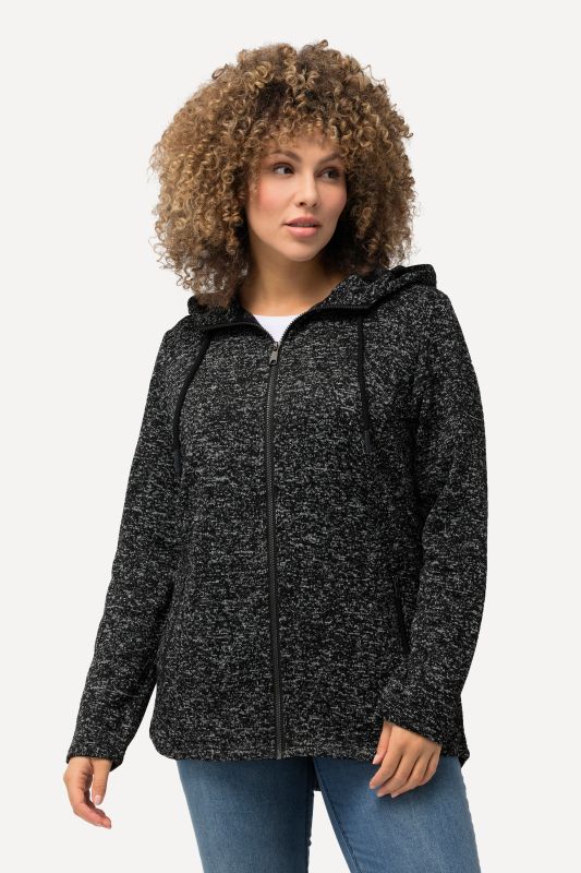 Melange Knit Fleece Lined Hooded Jacket
