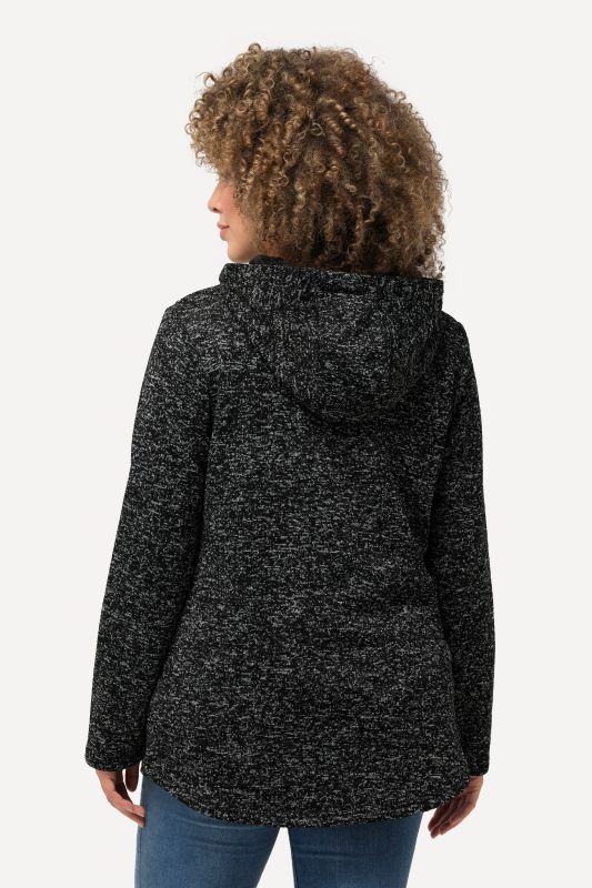 Melange Knit Fleece Lined Hooded Jacket