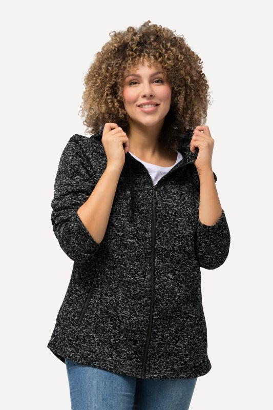 Melange Knit Fleece Lined Hooded Jacket