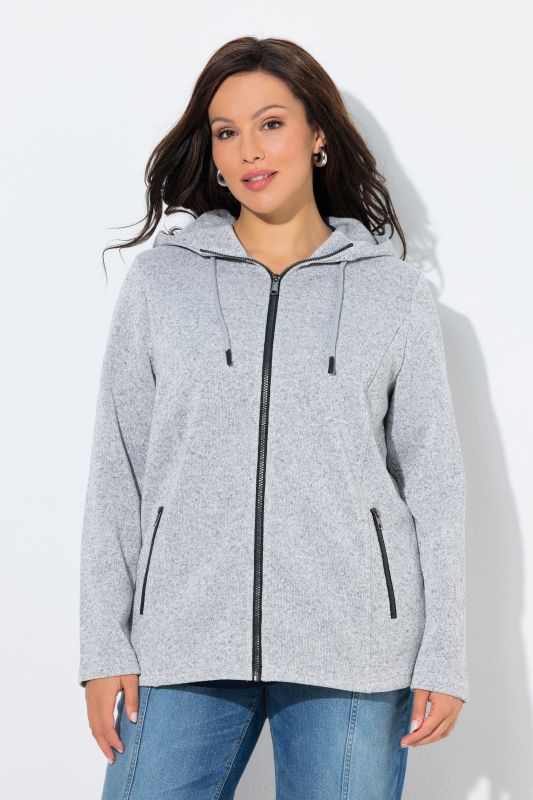 Melange Knit Fleece Lined Hooded Jacket