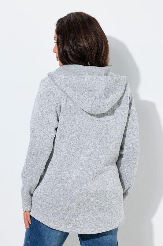 Melange Knit Fleece Lined Hooded Jacket