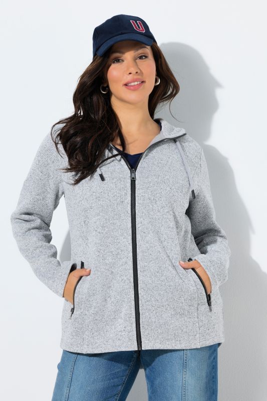 Melange Knit Fleece Lined Hooded Jacket