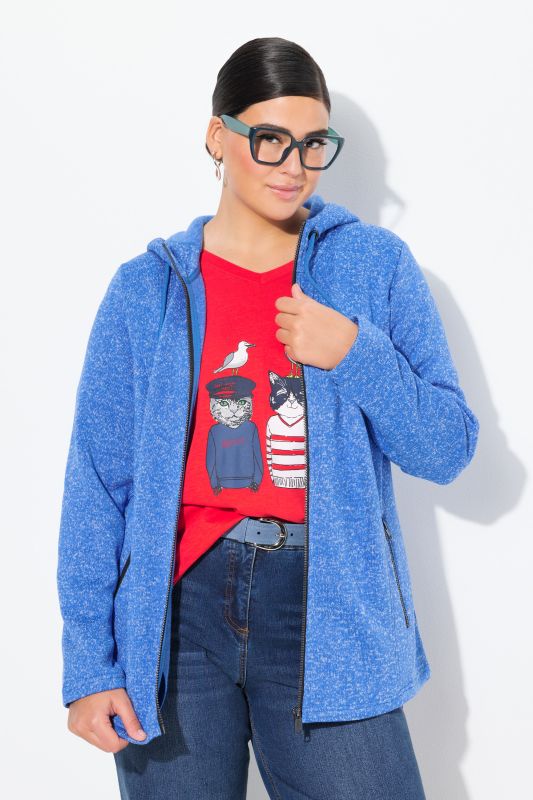 Melange Knit Fleece Lined Hooded Jacket