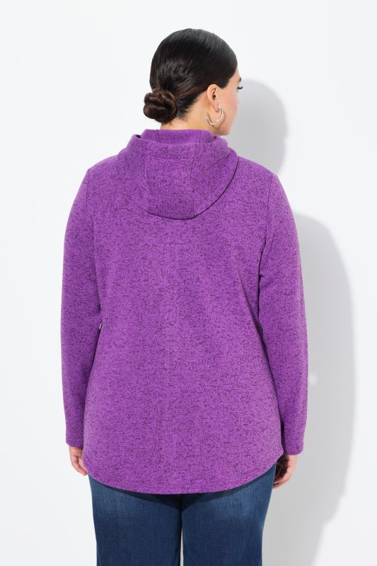 Melange Knit Fleece Lined Hooded Jacket