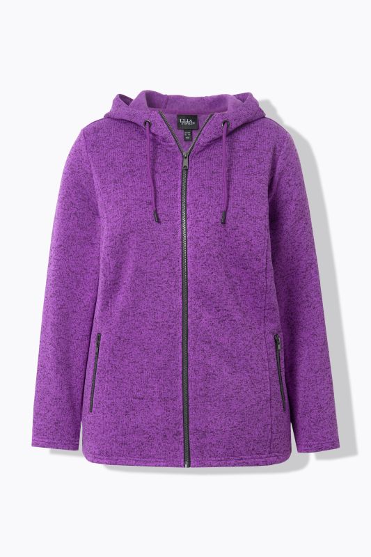 Melange Knit Fleece Lined Hooded Jacket