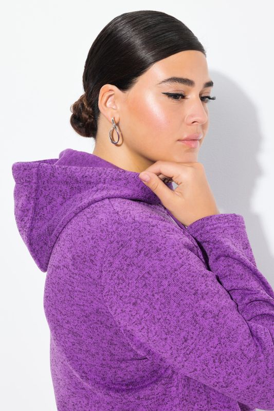 Melange Knit Fleece Lined Hooded Jacket