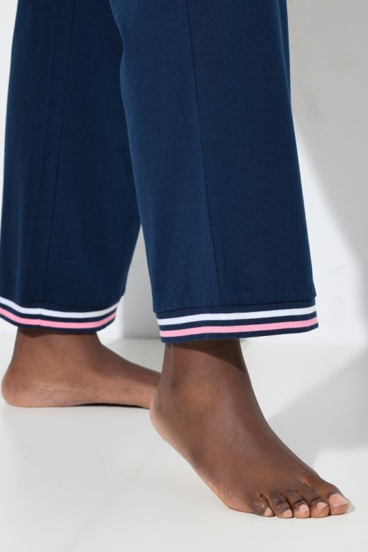 Stripe Trim 3/4 Sleeve Pajamas
