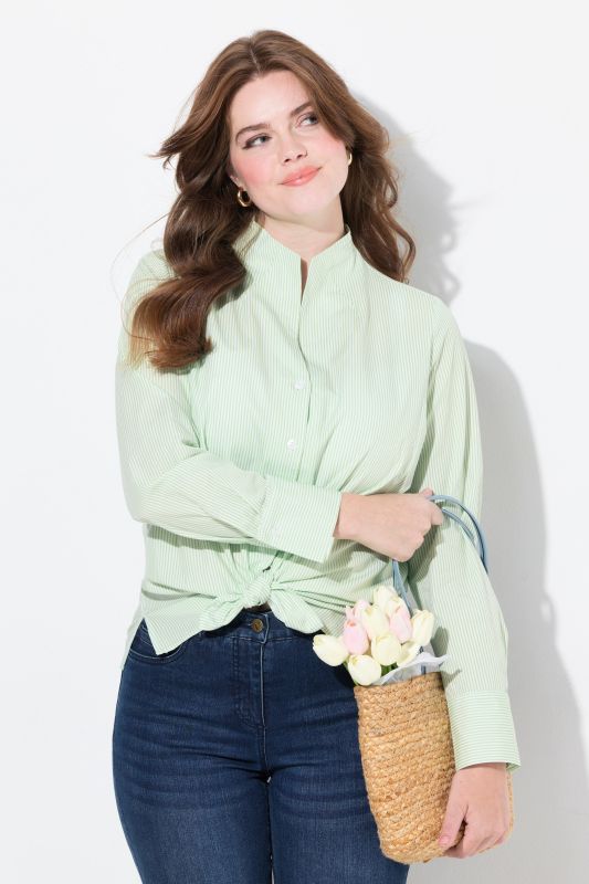 Stand-Up Collar Stripe Shirt