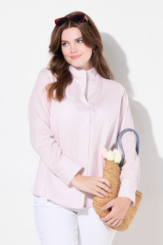 Stand-Up Collar Stripe Shirt