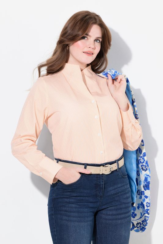 Stand-Up Collar Stripe Shirt