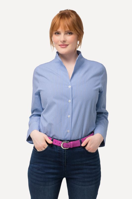 Stand-Up Collar Stripe Shirt