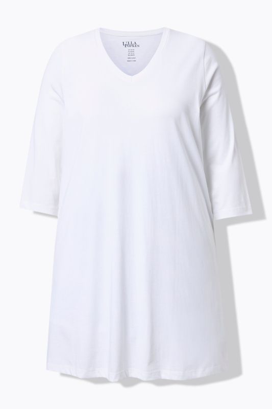 V-Neck Swing A-line Hem Cotton Knit Tunic