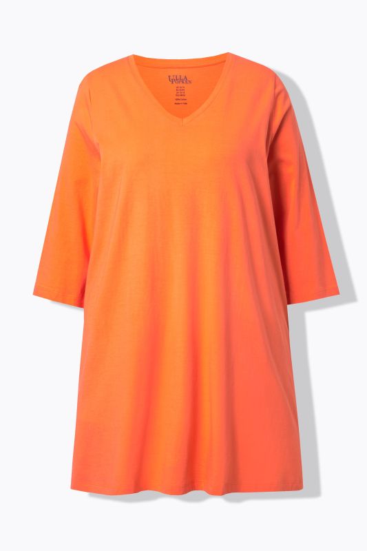 V-Neck Swing A-line Hem Cotton Knit Tunic