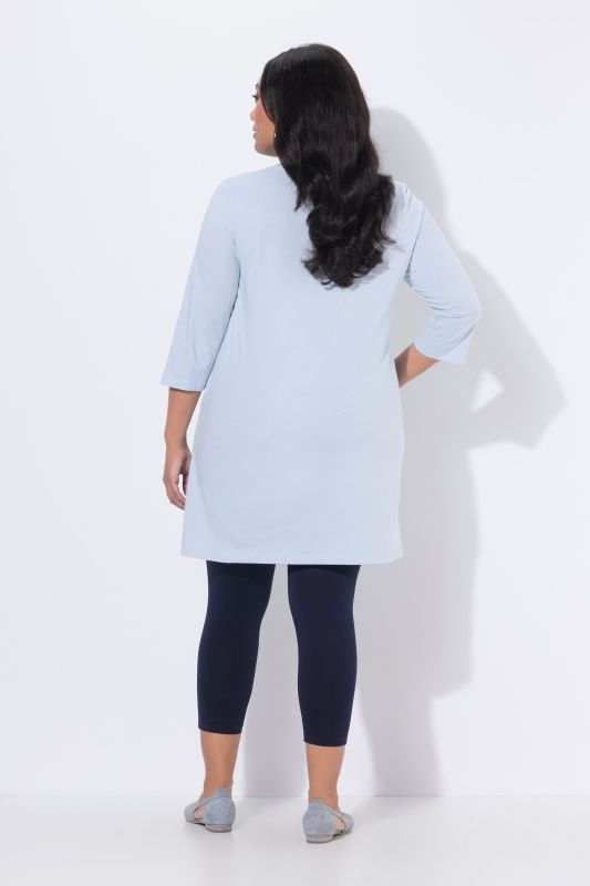 V-Neck Swing A-line Hem Cotton Knit Tunic